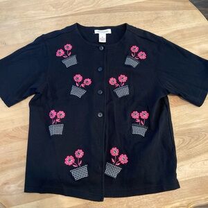 Bechamel Flower Pot Button Cardigan Medium Floral teacher spring sweater button